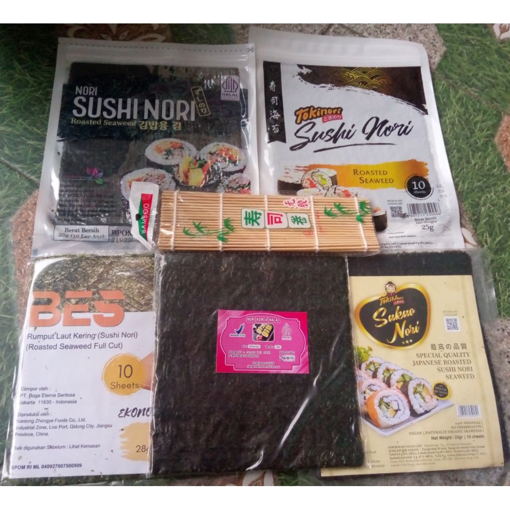 

Paket sushi Nori isi 10 Lembar + bambu halal murah dry seaweed