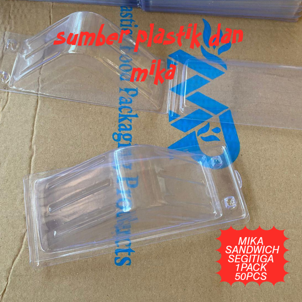 [ 1 PACK ISI 50 PCS ] MIKA SANDWICH SEGITIGA + pengunci / PACKAGING SANDWICH / MIKA ROTI TAWAR / TEB