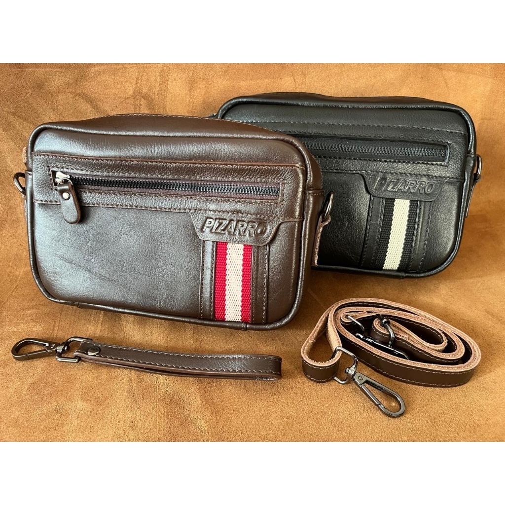 Tas selempang pria wanita kulit merk PIZARRO tas kulit tas selempang bahu kulit leather bag tas kuli