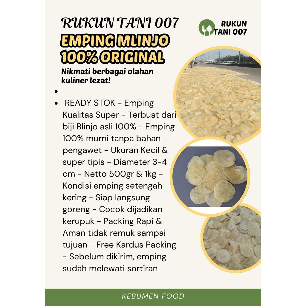 

EMPING MLINJO MENTAH 100% MURNI ORIGINAL KEMASAN 1Kg
