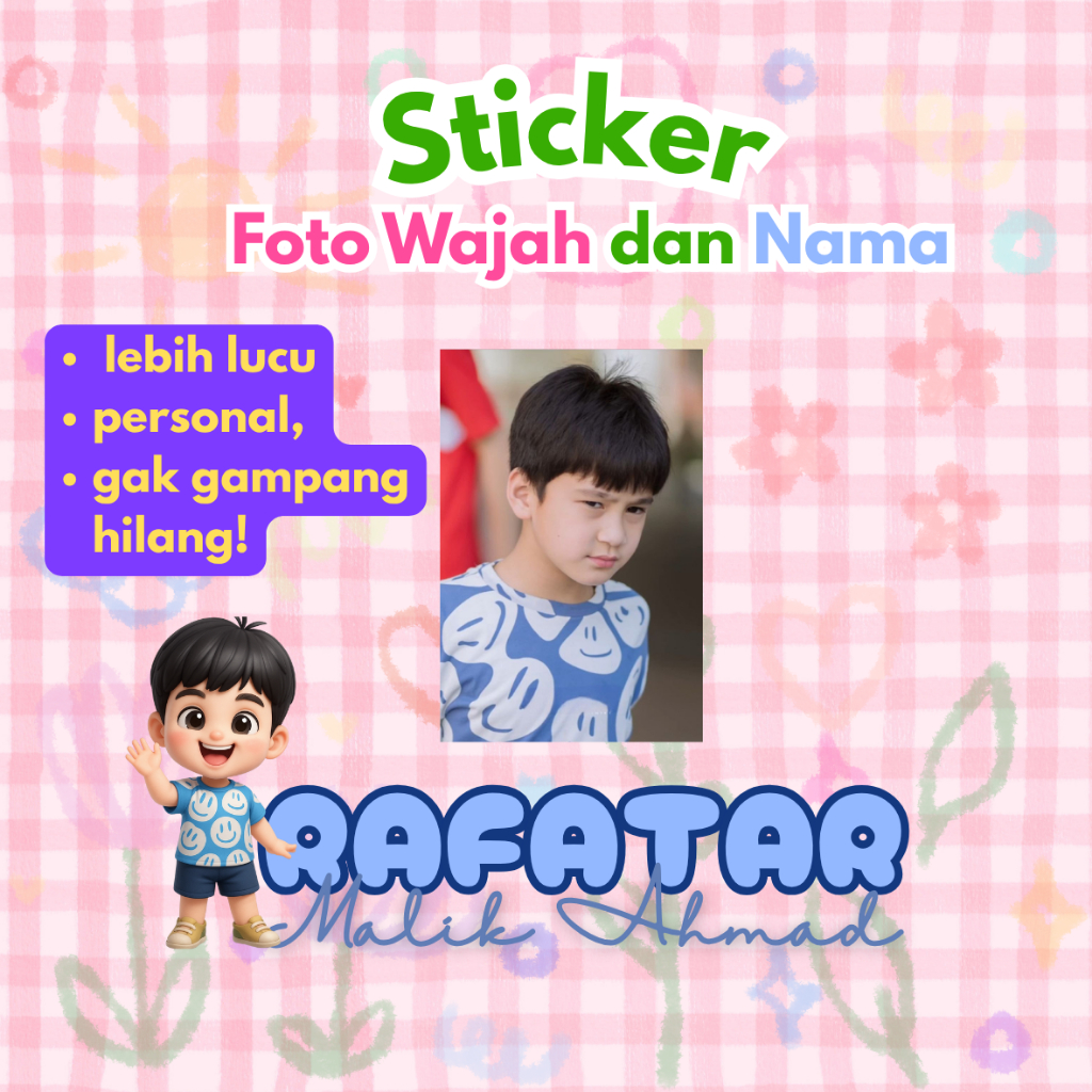 

Stiker Nama Anak dengan Foto | Label Lucu Tahan Air untuk Barang Sekolah