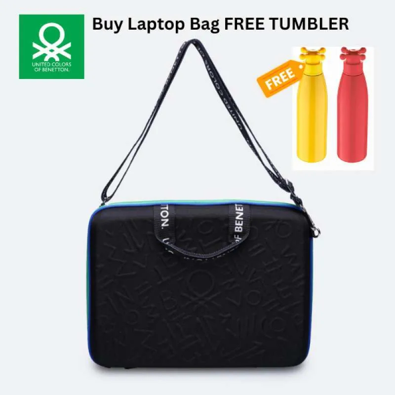 100% ORI - paket tas laptop & botol minum - United Colors of Benetton EVA LAPTOP 17" BAG Tas Travel 