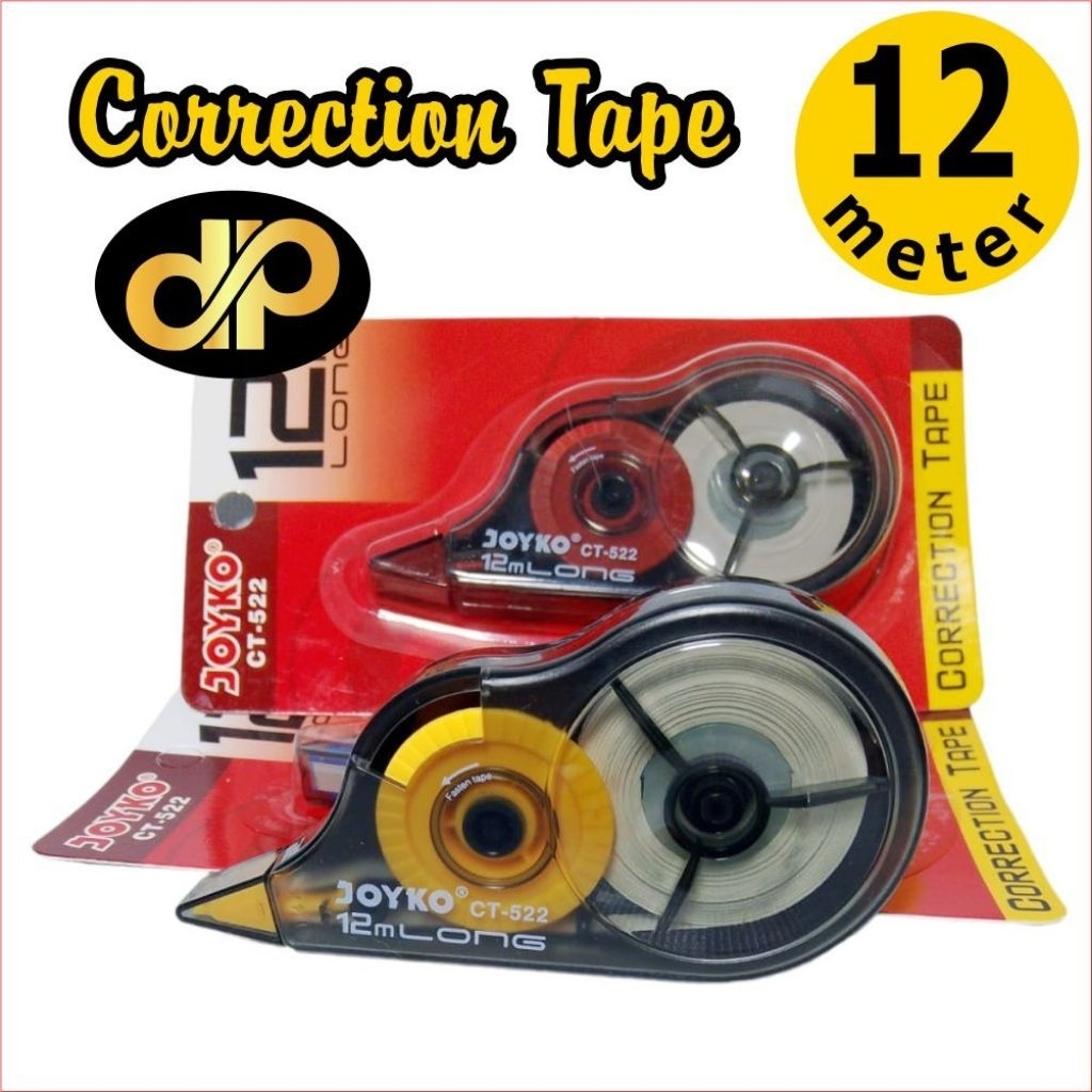 

3 PCS / 1 PCS CORRECTION TAPE JOYKO TIPE-X ROLL, TIP EX PITA KOREKSI 5mm X 12 meter (1pcs)