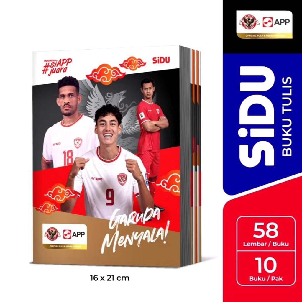 

Buku Tulis SINAR DUNIA / SIDU 38/58 lembar EDISI TIMNAS GARUDA (10pc)