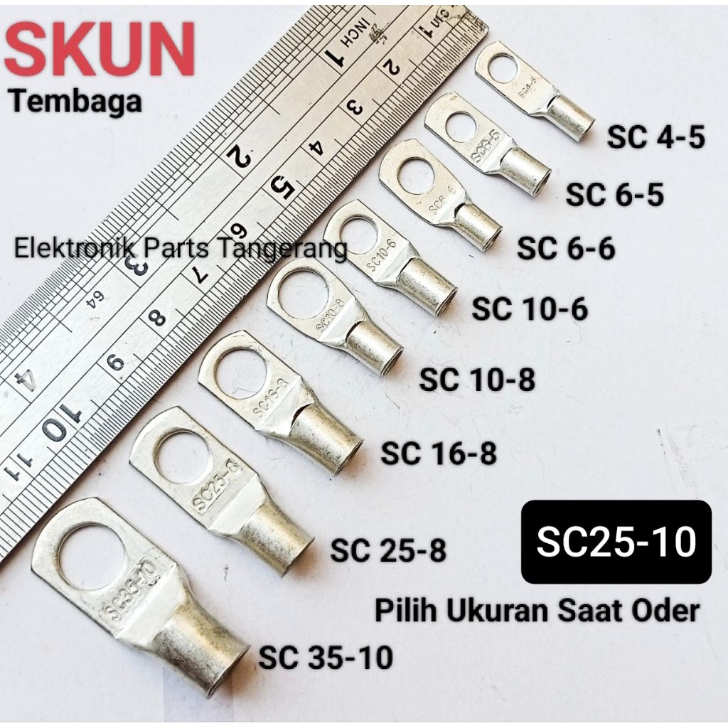 (1 Buah) SKUN KABEL TEMBAGA (BANYAK UKURAN) SKUN KABEL 4MM SKUN KABEL 6MM SKUN KABEL 10MM SKUN KABEL