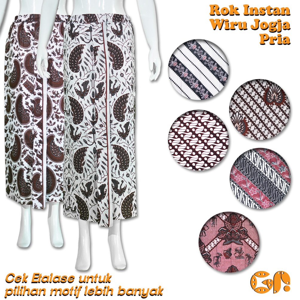 KODE R32A Rok Jarik Wiru Jogja Pria Dewasa Rok Instan Pakaian Adat Jawa Batik Motif Lereng