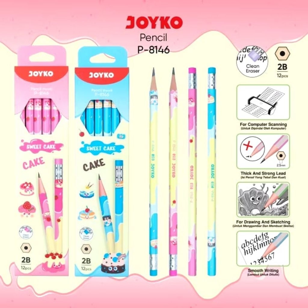 

pensil joyko P-8146 2B sweet cake 1pcs
