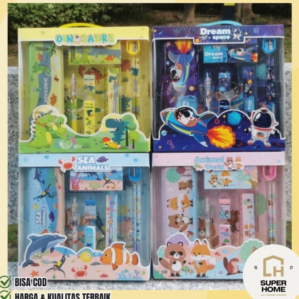 

KODE N25F SH17 Paket Alat Tulis Set 9 in 1 Stationary Set Alat Tulis Sekolah isi 9 pcs Perlengkapan Sekolah Lengkap Anak SD Paket Alat Tulis Motif