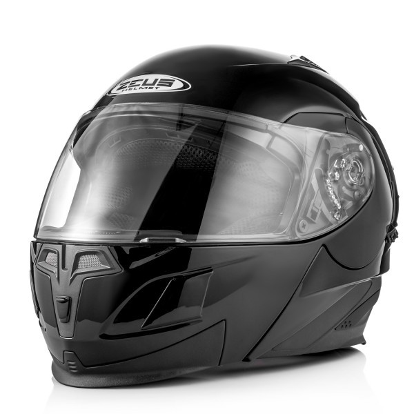 Zeus ZS3020 Black Matt Modular Helmet Slide Up - Helm Zeus ZS 3020 Modular