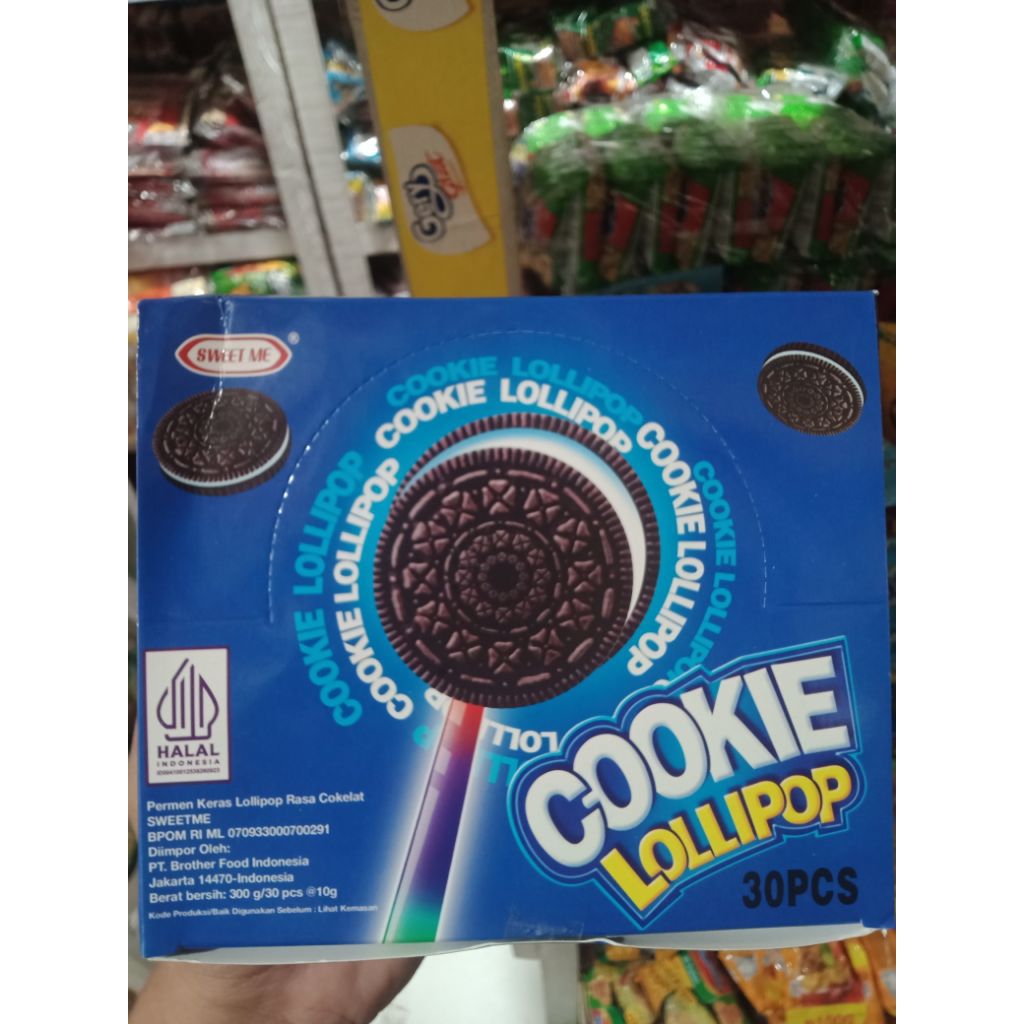 

Cookie Lollipop Permen Keras Lollipop Rasa Cokelat isi 30Pcs