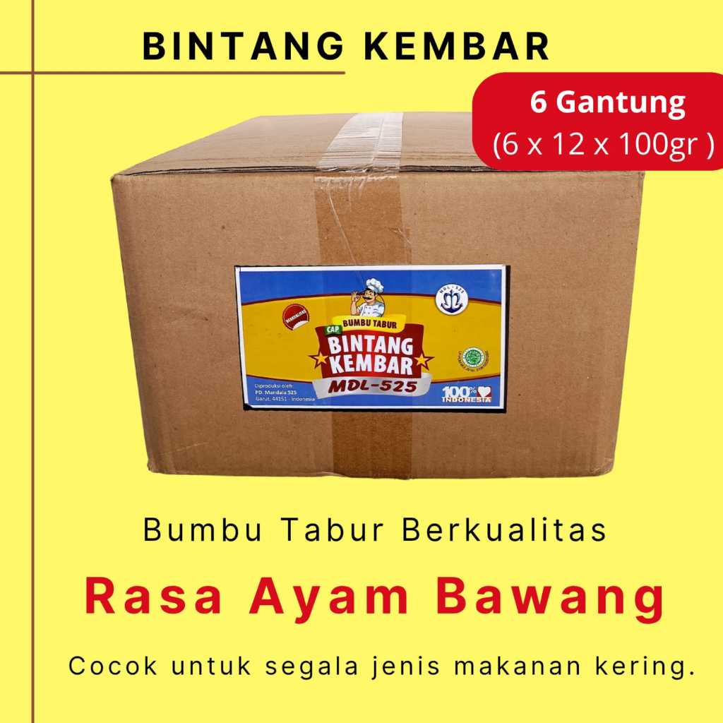 

Bumbu Tabur Rasa Ayam Bawang merk Bintang Kembar mdl 525 1 Dus ( 100 gr x 72 sachet )
