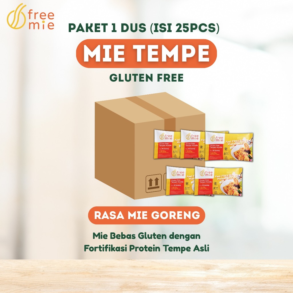 

Paket 1 DUS 25pcs Freemie Goreng Tempe Gluten Free ~ Mie Tempe ~ High Fiber Vegan Friendly