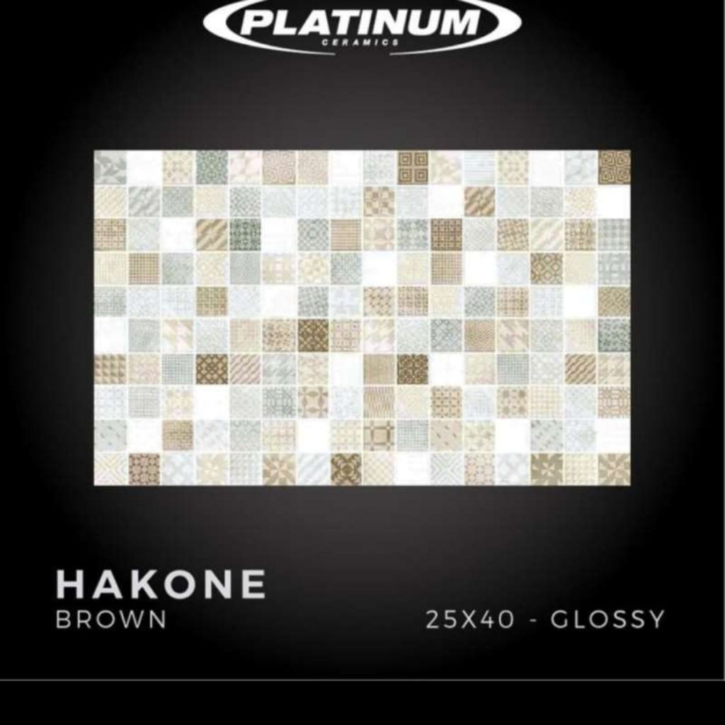 Keramik dinding kamar mandi glossy Platinum Hakone brown 25x40