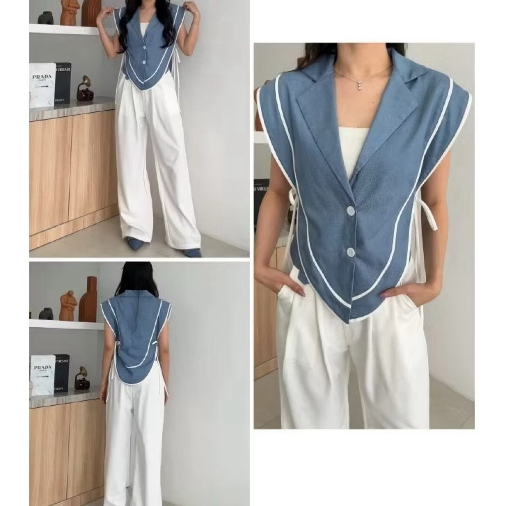 Baju Atasan Wanita Rompi Elisse Vest List Pita