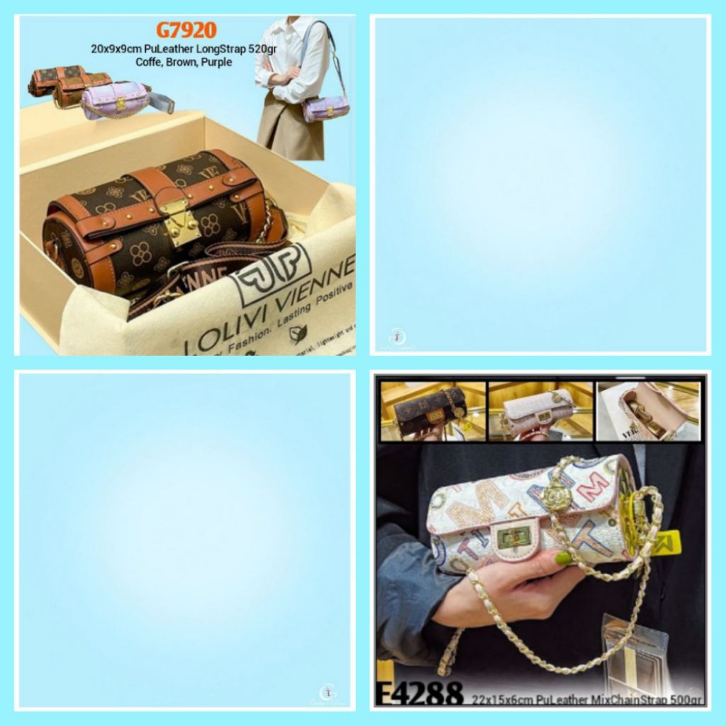 Gij. 1kg2 Trunk Bag Tas Selempang Wanita Bentuk Tabung Silinder E4288 G7920 LOLIVI VIENNE PAPILLON S