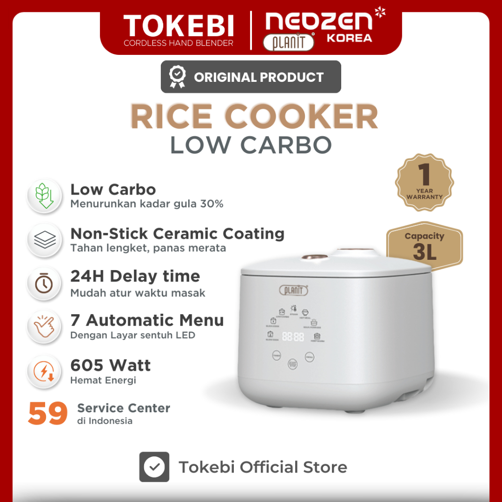 NEOZEN x PLANIT LOW CARBO RICE COOKER MULTIFUNGSI - MULTI COOKER LOW WATT - SLOW COOKER 7 IN 1