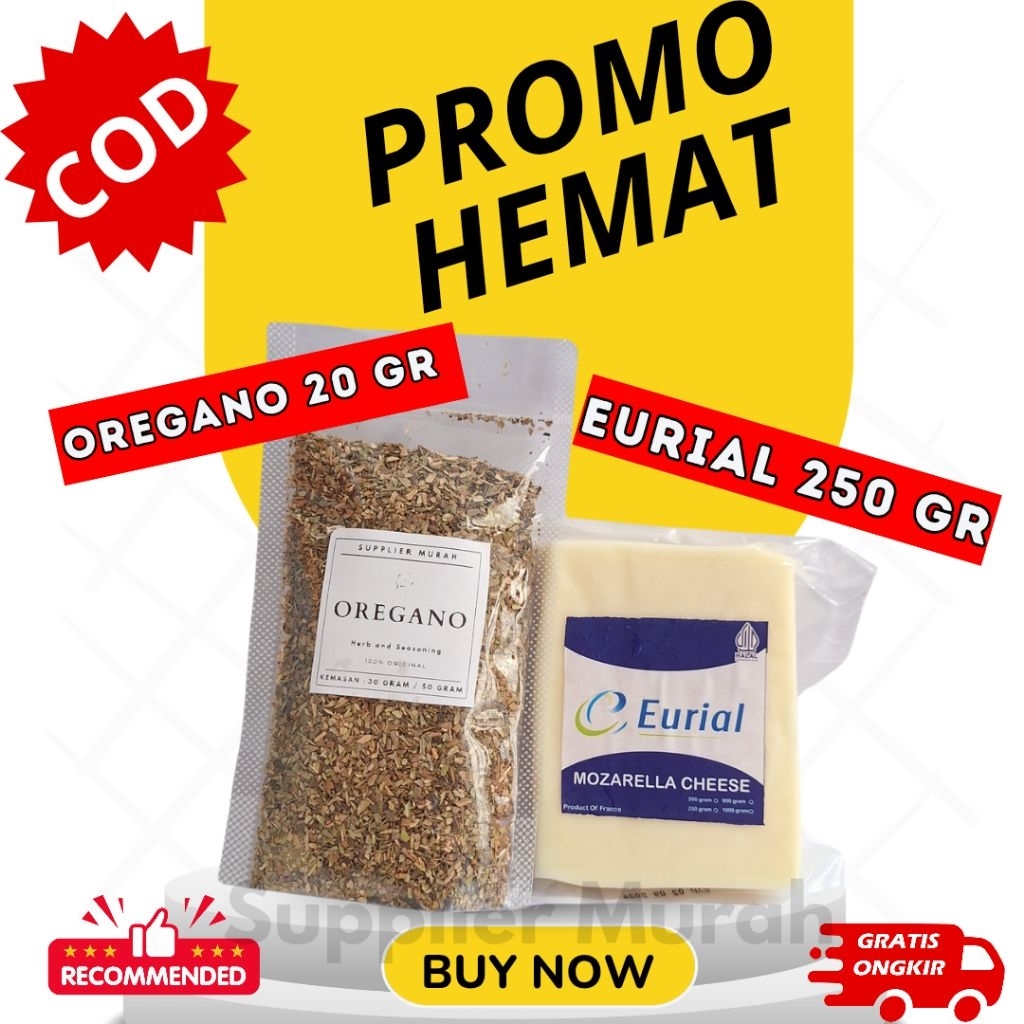 

Mozarella Eurial 250 Gram + Oregano 20 Gram Paket Hemat