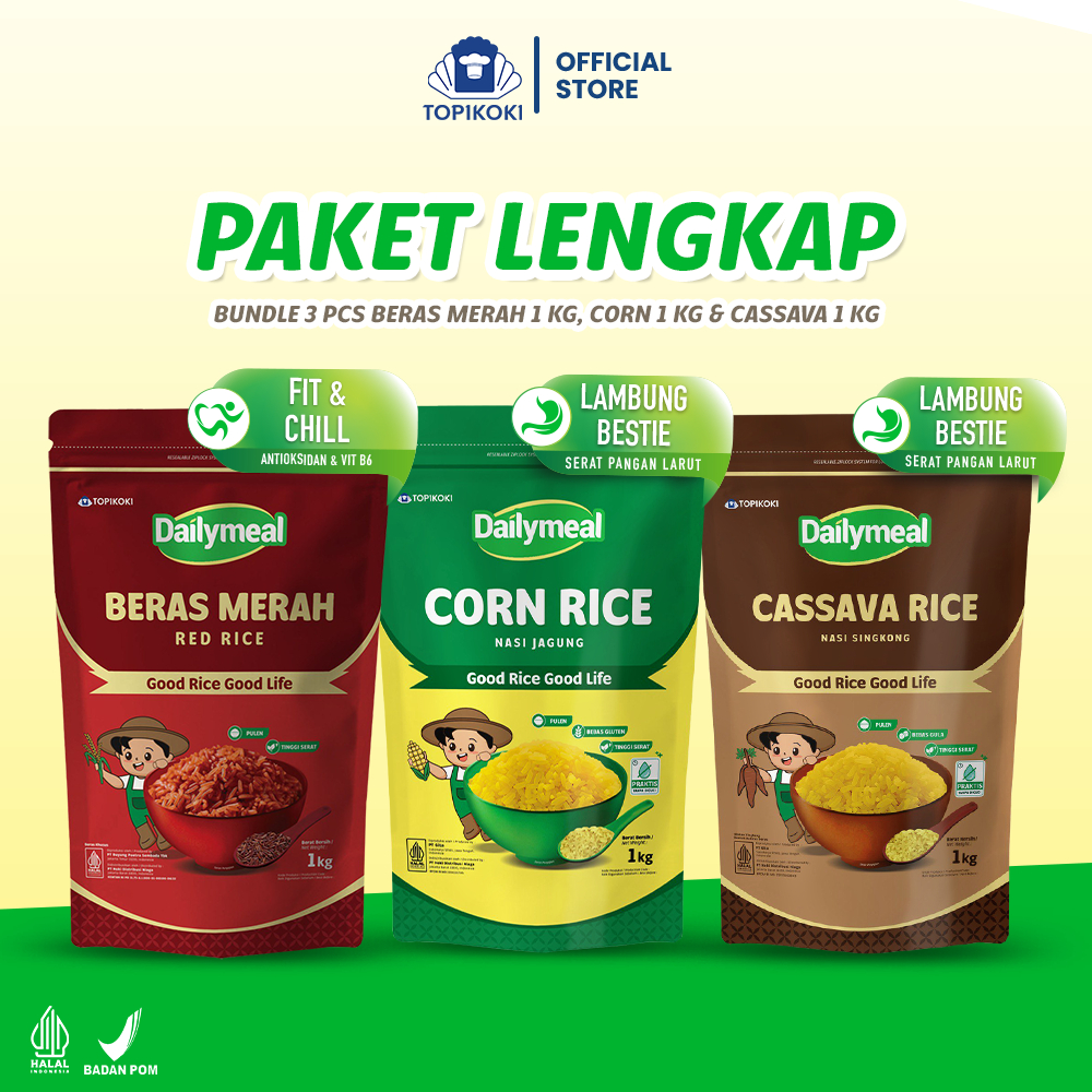 

[Paket Lengkap] Dailymeal - Corn, Cassava & Red Rice 1 kg - Semua Varian Favorit dalam Satu Paket