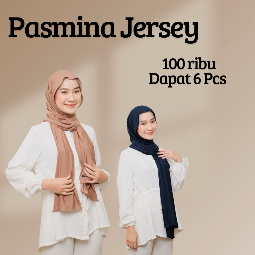 Paket Usaha Pashmina Jersey 6 Pcs Jilbab Pasmina Hijab Instant Jersey Premium