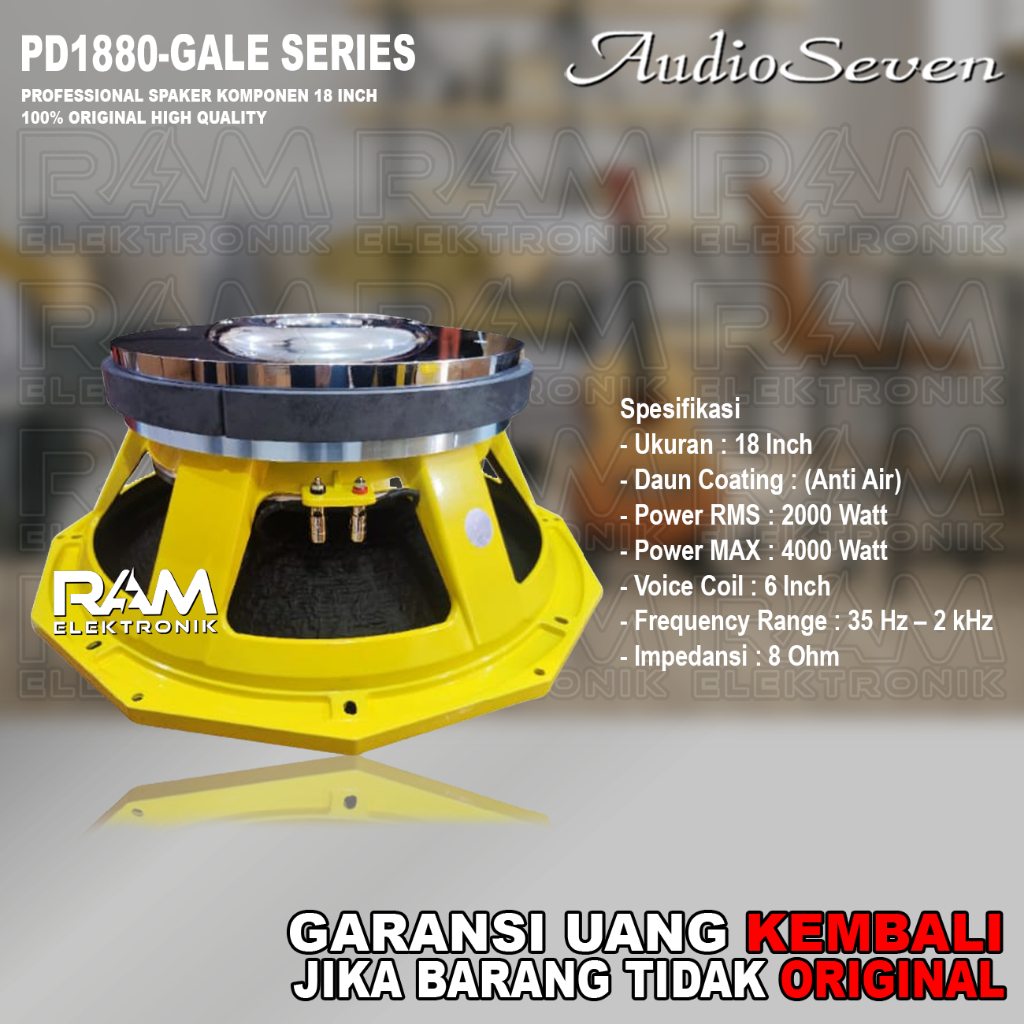 Komponen Speaker 18 Inch AUDIO SEVEN PD1880 | PD.1880 GALE SERIES Original Coil 6 Inch