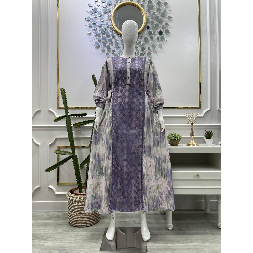 salvina gamis Crespo Printing renda depan