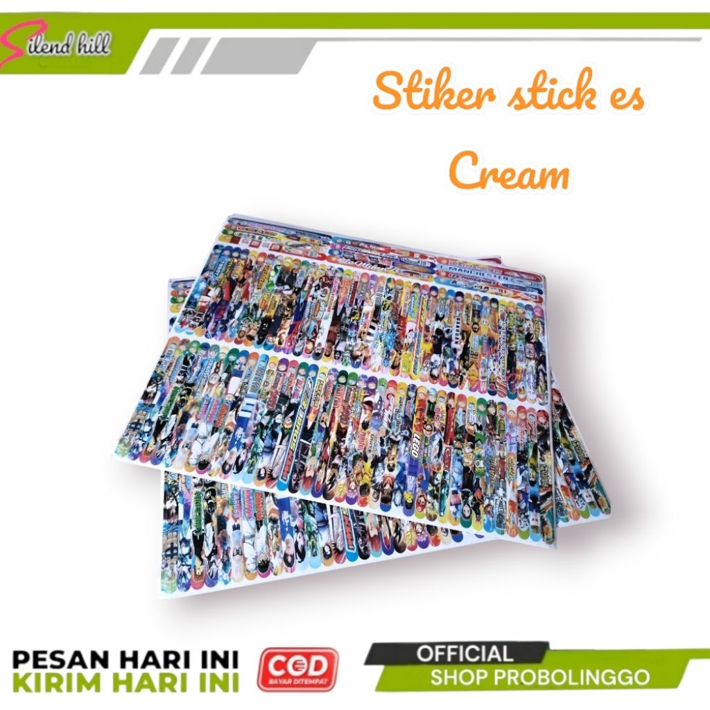 

stiker stick es krim es Cream 1 lembar isi 80 pcs