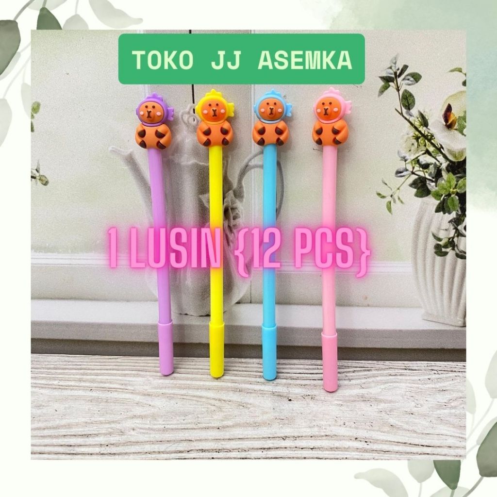 

12 PCS PULPEN GEL CAPYBARA TOPI IKAN LUCU IMUT KARAKTER ALAT TULIS SEKOLAH MURAH COD