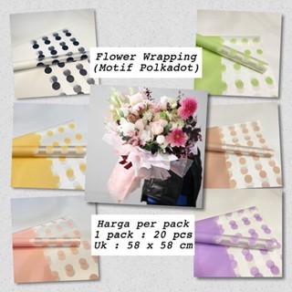 

[20 Lembar] Flower Wrapping Paper Varian Bouquket Motif Polkadot/Kertas Buket Bunga Anti Air