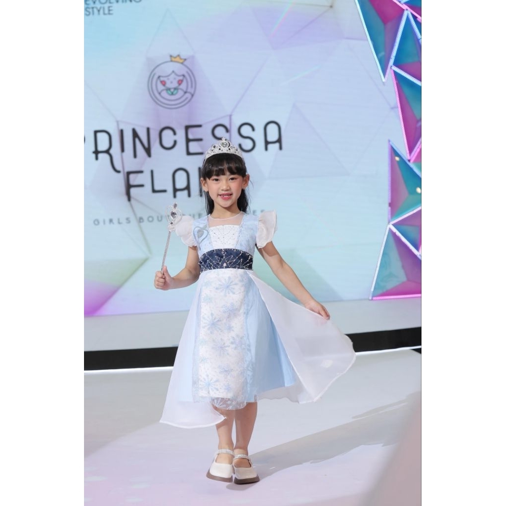 Princessa Flami Dress Karakter Anak Ice Crystal Dress Frozen Elsa K4066