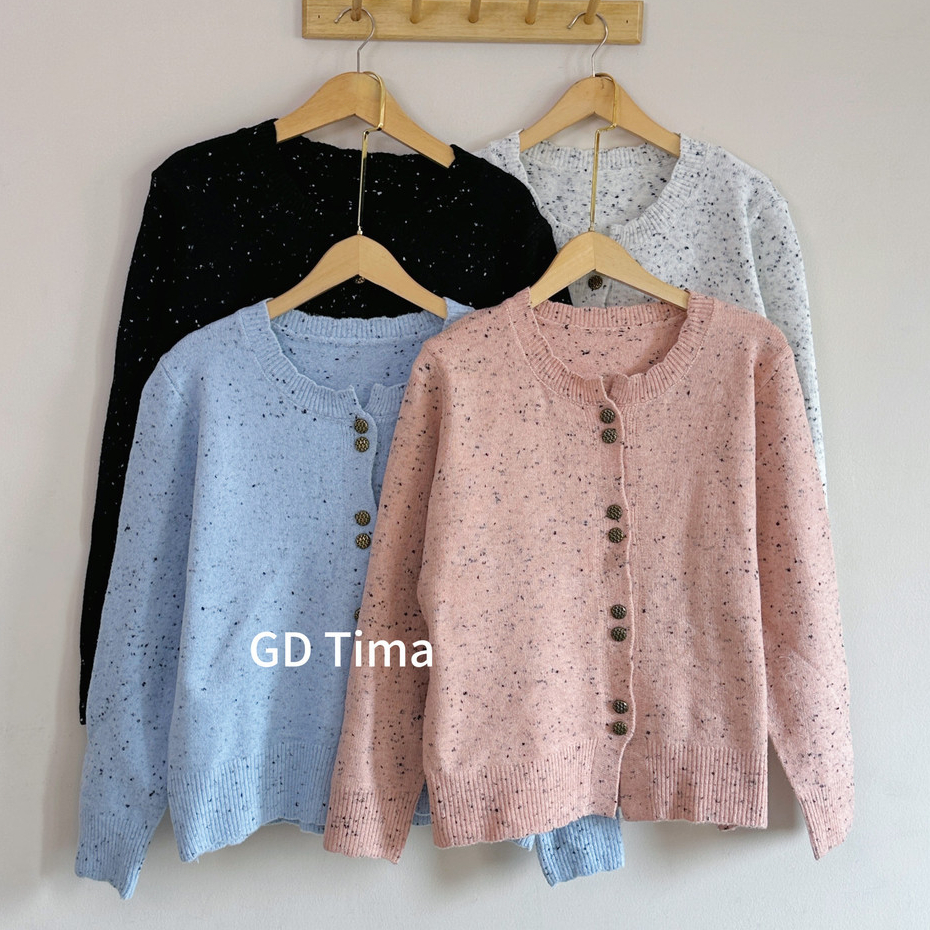 GDTIMA Cardigan Wanita Baju Rajut Lengan Panjang Leher Bulat Cardigan
