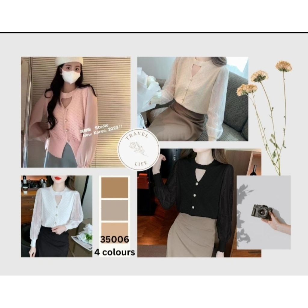 [KLS] Kemaja atasan wanita korea dewasa rajut import 35006