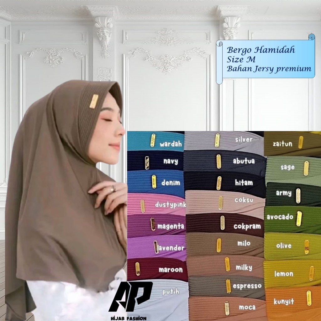 Bergo Hamidah Hamidah Bergo Hijab Jilbab Instan Ukuran S / M / L