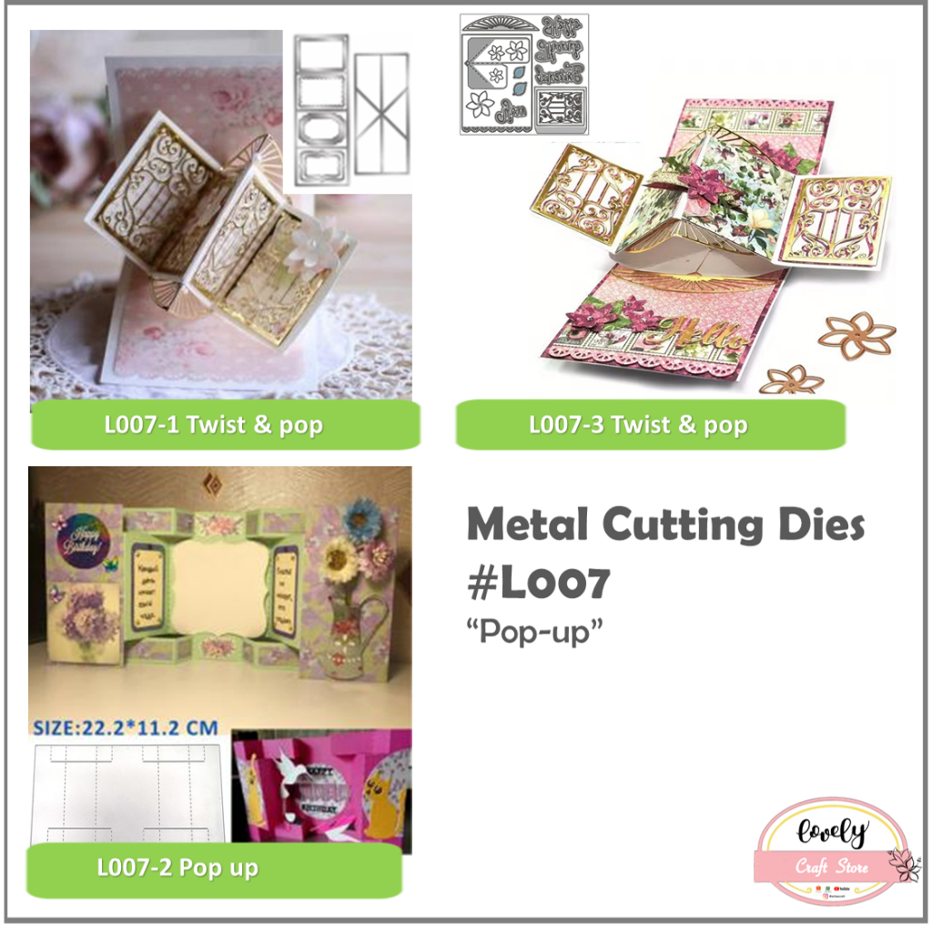 

Metal Cutting Dies #L007 - Cetakan Stensil, Stencil Mold Metal bentuk pop up twist untuk bahan mahar, journal, scrapbook, cards