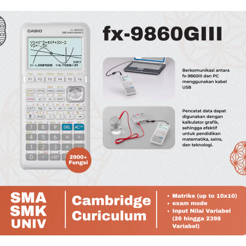 

Casio Graphic fx 9860 giii sd bergaransi resmi 1 Tahun