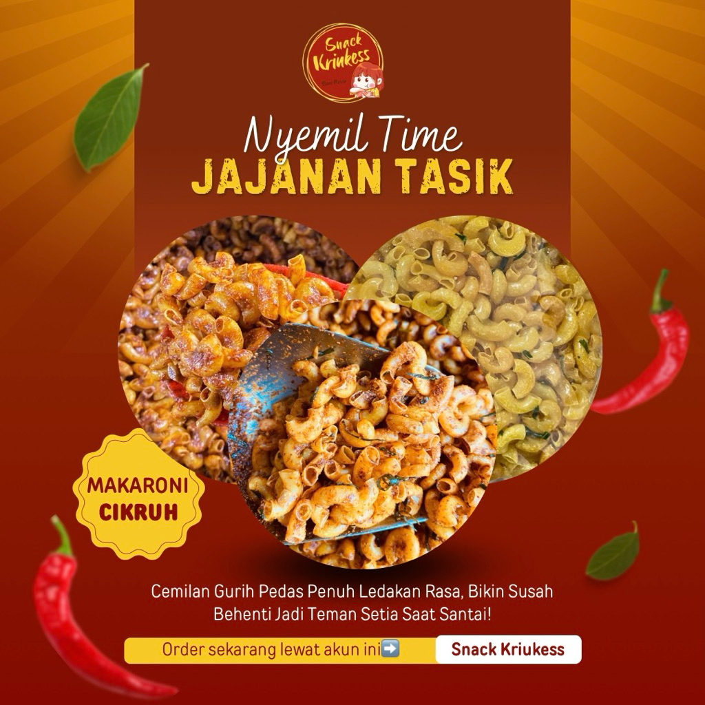 

Makaroni Cikruh Cemilan Asin Gurih Pedes 250 gram - Makanan Snack Food