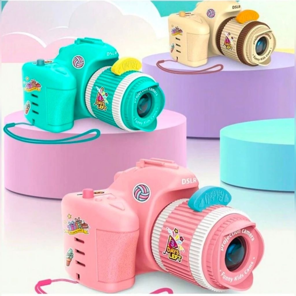 080 kamera proyektor kartun senter Anak Anak / Mainan Kamera Berlampu Sticker kedinding / Mainan Ana