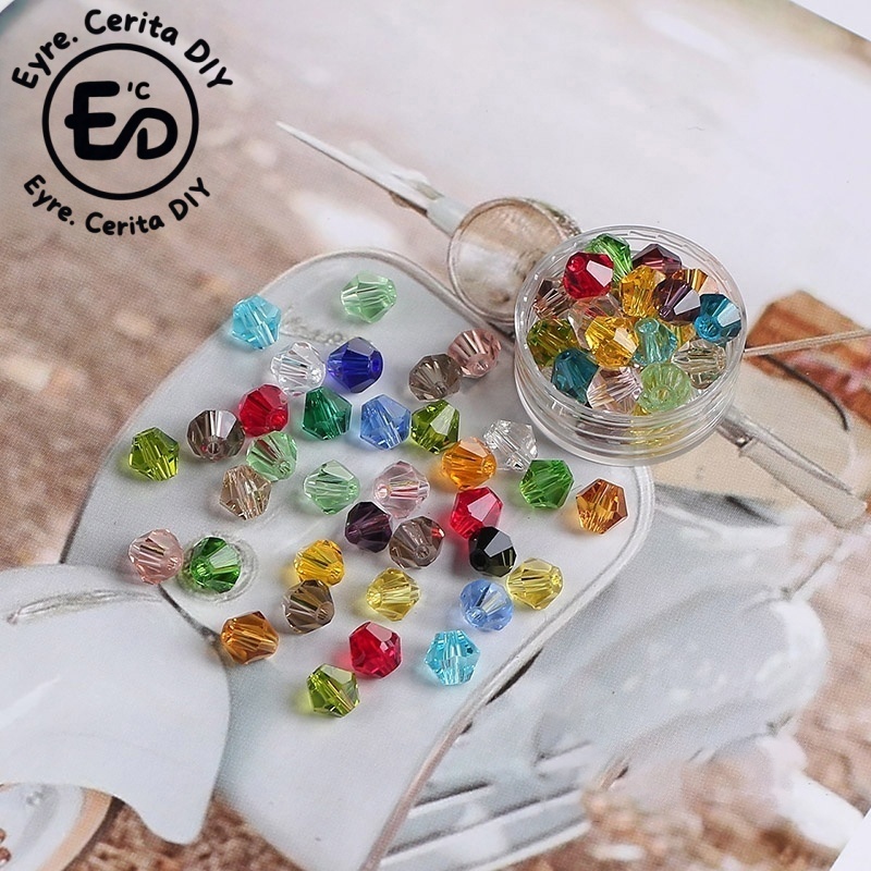 (±90pcs) Manik Crystal 4mm Monte Akrilik - Crystal KaCa - Manik Tetes Manik Kristal Bening Manik Man