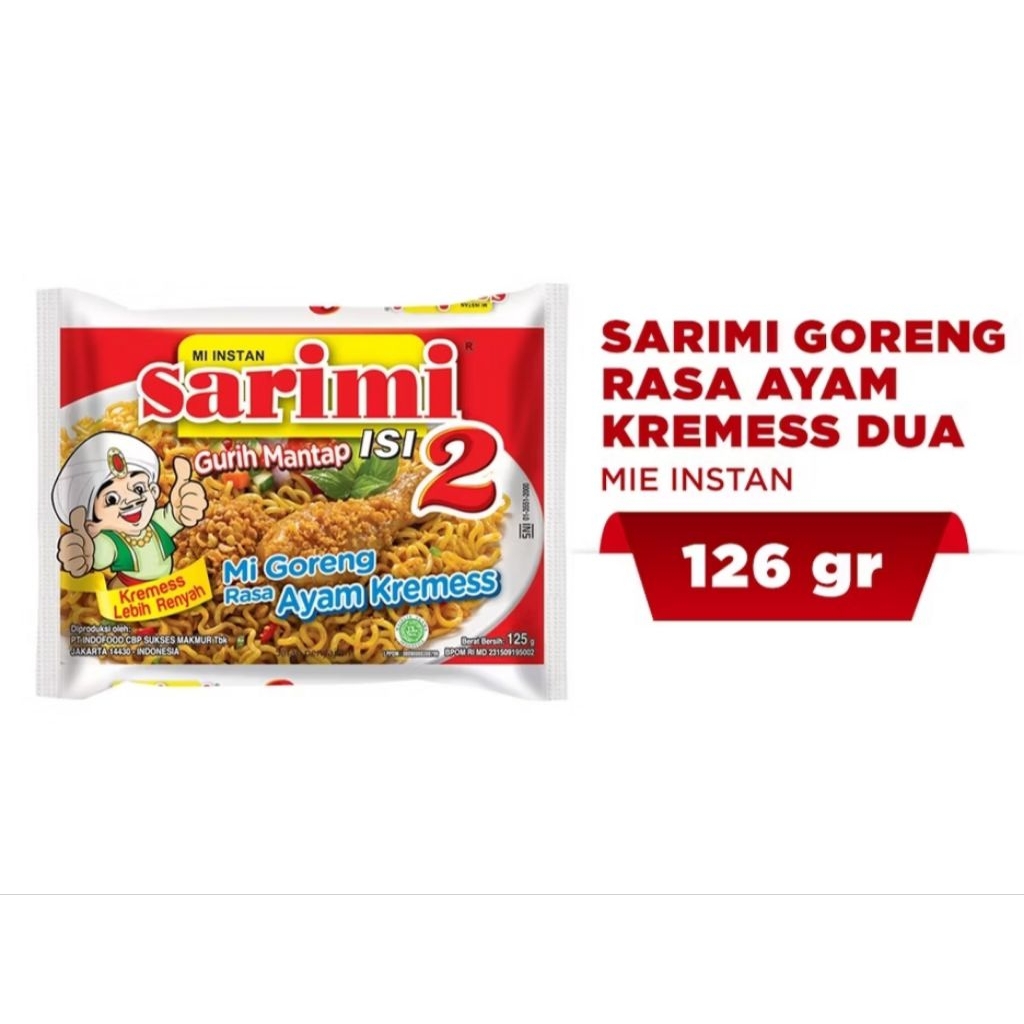 

Sarimi isi dua mie goreng Rasa ayam kremes / Mie Instan goreng