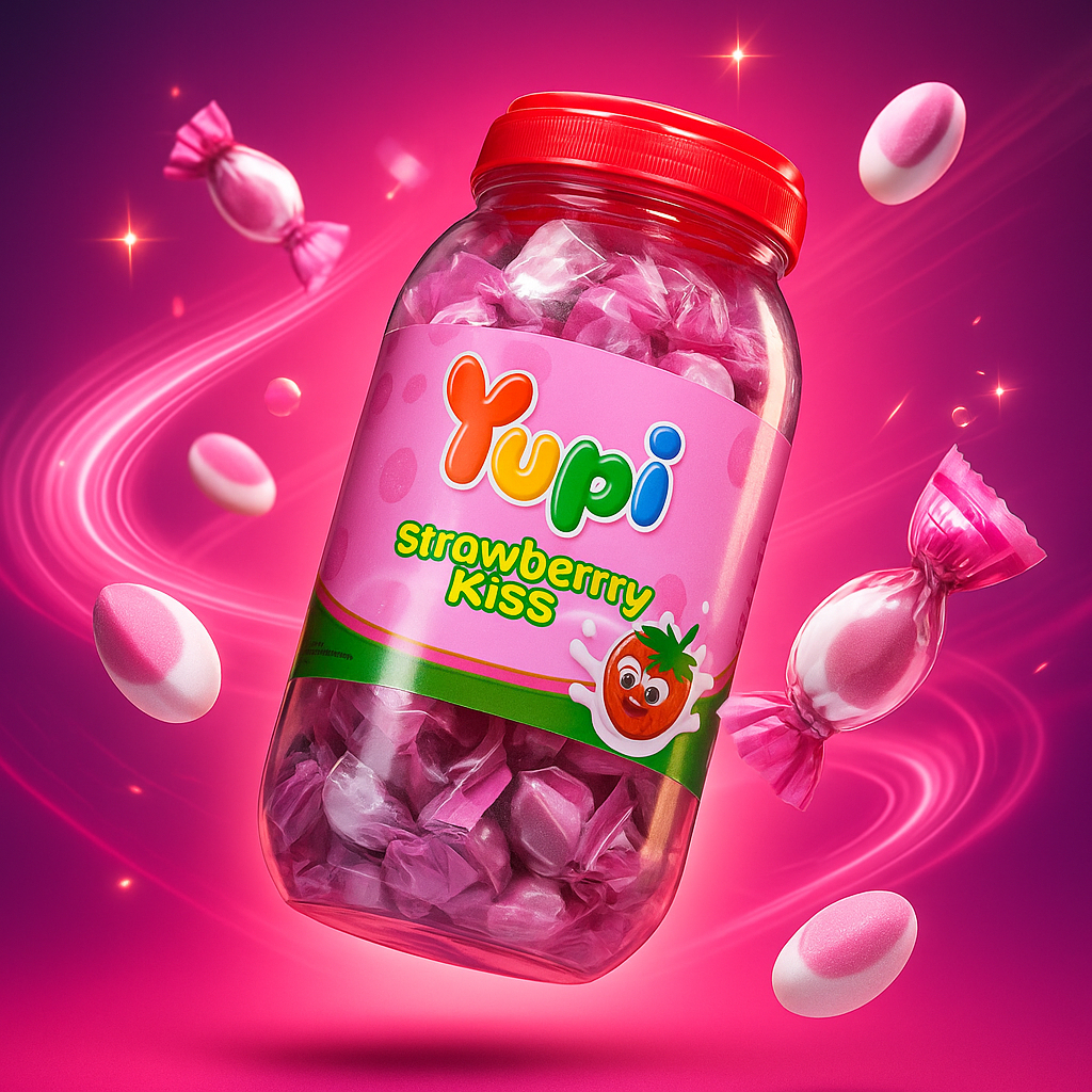 

Permen Yupi Strawberry Kiss Toples 300gr
