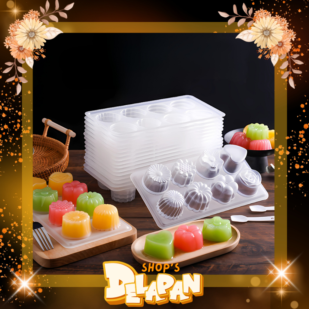 DELAPAN |Cetakan Puding Jelly Tart PP Food Grade Motif Lucu Tahan Panas / Cetakan Jelly Flora / Ceta