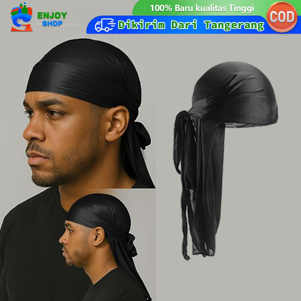 Durag Bandana Ekor Panjang Durag Hip Hop Durag Ikat Kepala Silk Breathable Untuk Berkendara