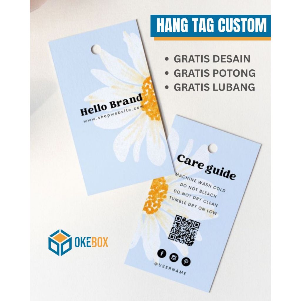

Hangtag tang handtag hantag label baju custom nama harga jualan (3x5cm) okebox HT 9