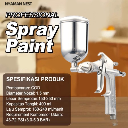 Spray Gun Semprotan Cat Kompresor Tabung Atas Cat Semprot Angin Cat Minyak Mobil Motor COD