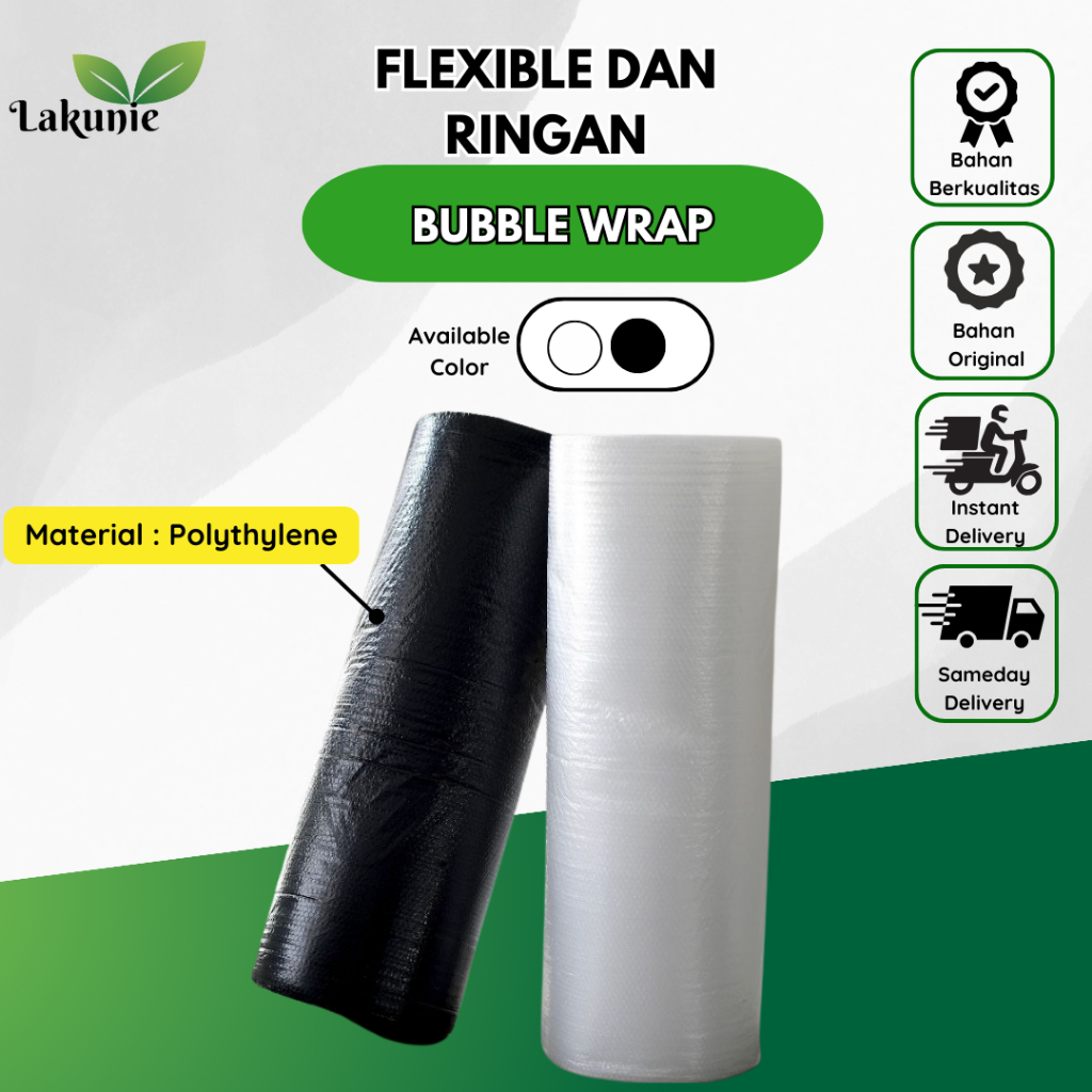 

[Lakunie] Bubble Wrap Bening Dan Hitam 1 Roll 125 cm x 50 m Alat Perlindungan Paket Produk Waterproof Premium Quality