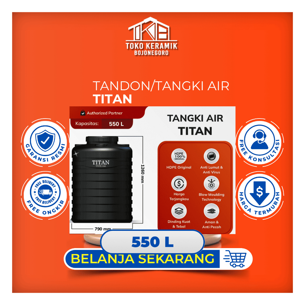 Tandon Toren Tangki Air Halal Titan 550 L