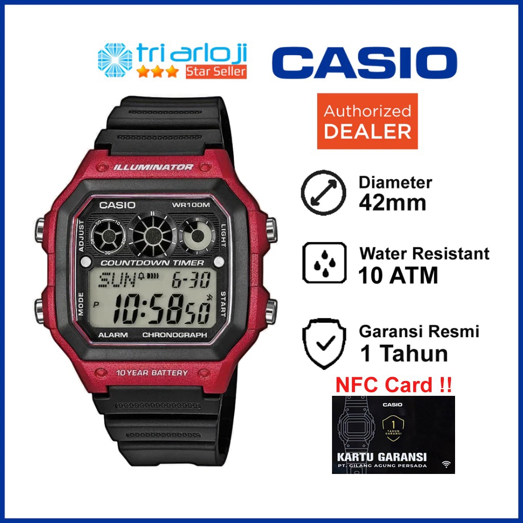 CASIO AE-1300WH-4AVDF Jam Tangan Pria Digital Strap Hitam Rubber AE-1300WH-4A AE1300WH