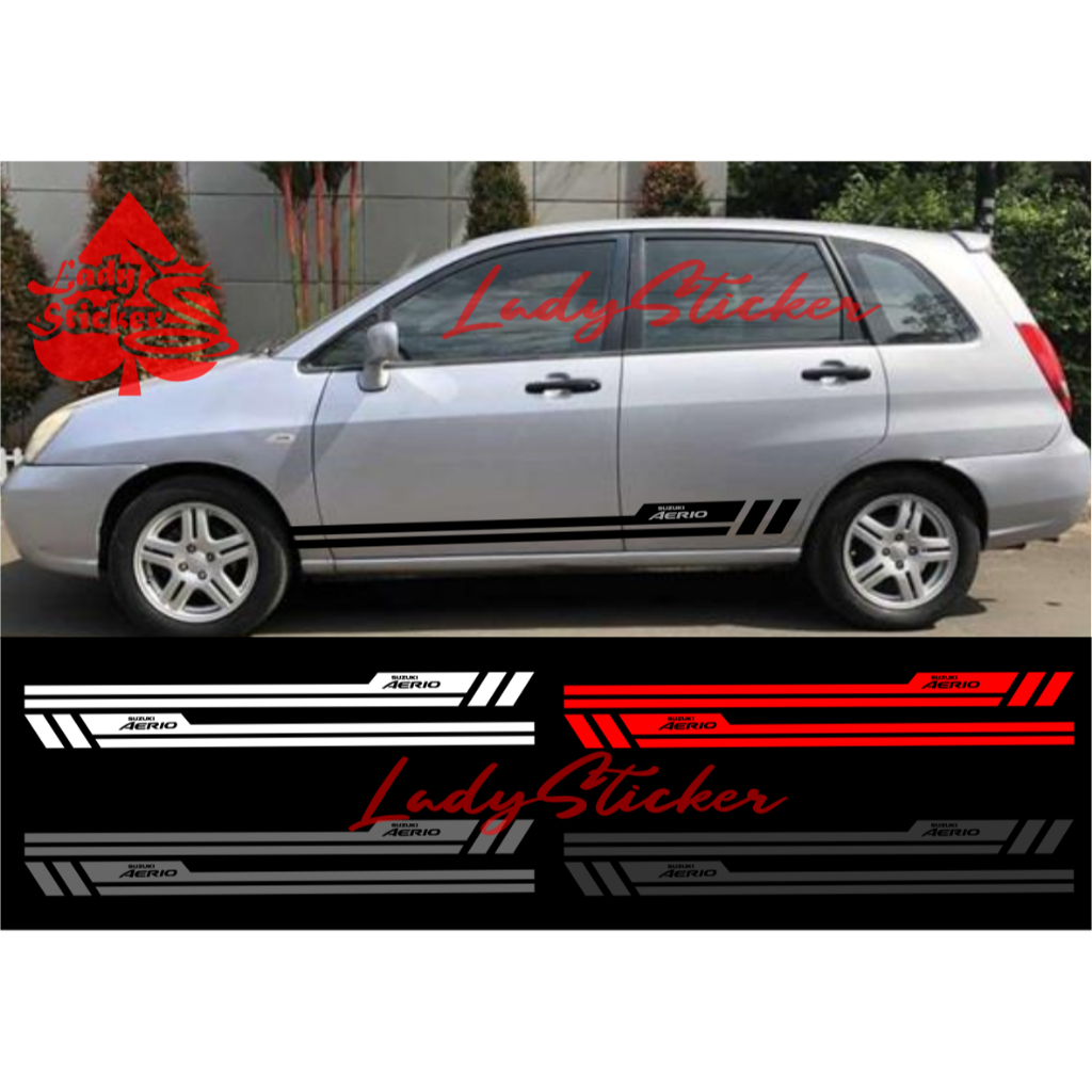 Cutting sticker mobil aerio sticker stiker mobil suzuki aerio