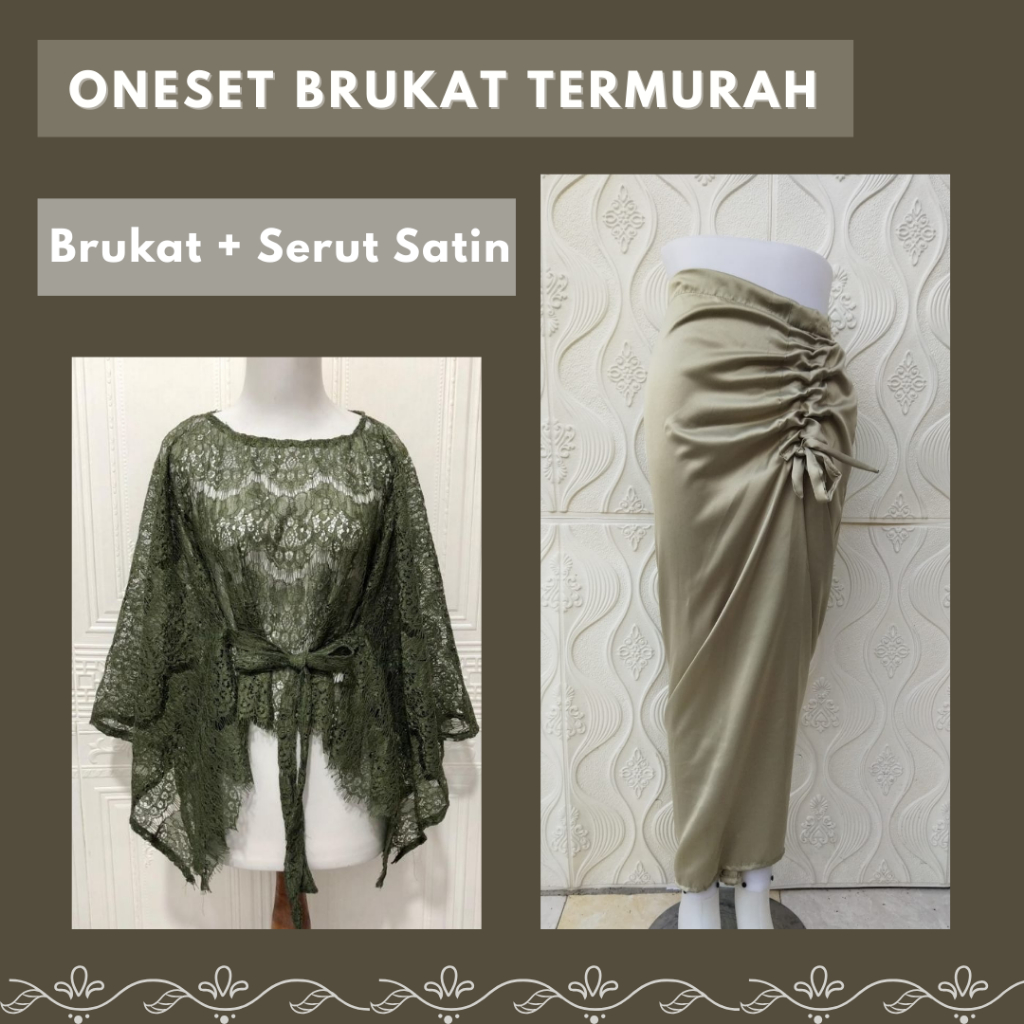 SET Outer Cape Brukat dan Rok Serut Satin Oneset Wanita Kondangn Paket hematm set kebaya outer pita 