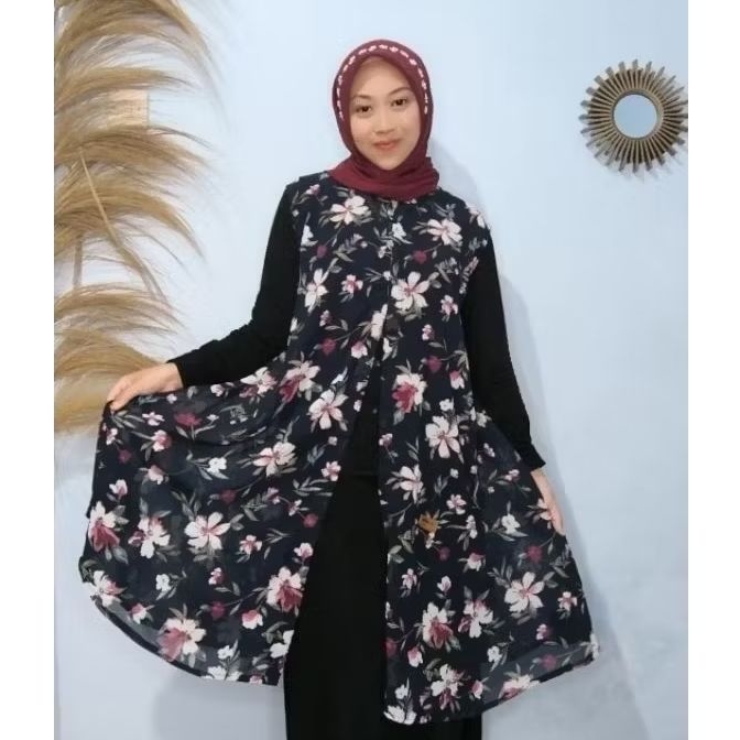 Sentosajaya_1 Liliarda Outer Ceruty Tanpa Lengan Motif Outer Ceruty Tanpa Lengan Wanita Elegan