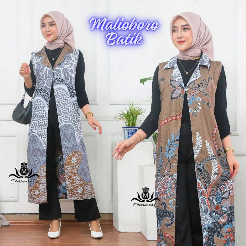 Blazer Outer Batik Wanita Cardingan Bahan Katun Motif Bolak Balik